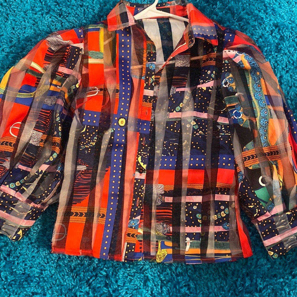 Multicolor button up blouse